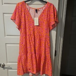 Pink and Orange Floral Dress
